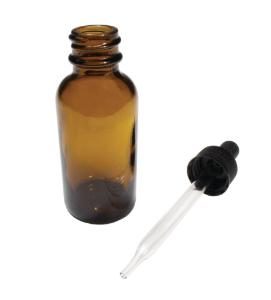 Dropper bottle, round, amber