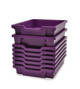 Shallow (F1) Storage Tray in Plum Purple Stacked