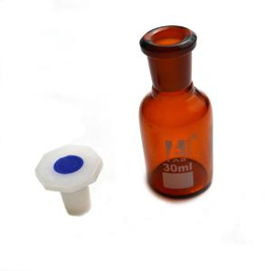 Reagent bottles with polypropylene stopper, amber, narrow mouth