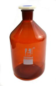 Reagent bottles with polypropylene stopper, amber, narrow mouth