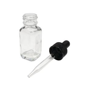 Dropper bottle, clear, square